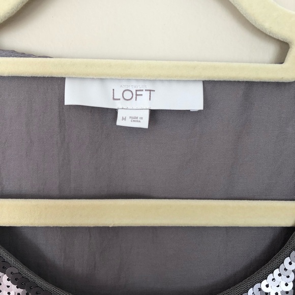 💕HP💕 Ann Taylor LOFT Gray Sequin Layered Top - Picture 6 of 6